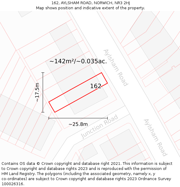 162, AYLSHAM ROAD, NORWICH, NR3 2HJ: Plot and title map