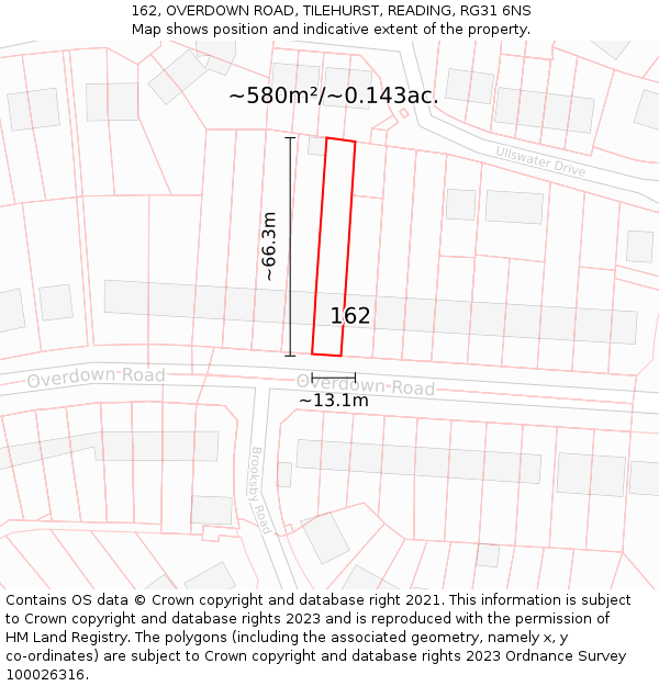 162, OVERDOWN ROAD, TILEHURST, READING, RG31 6NS: Plot and title map