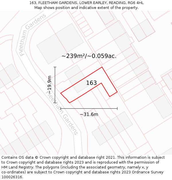 163, FLEETHAM GARDENS, LOWER EARLEY, READING, RG6 4HL: Plot and title map