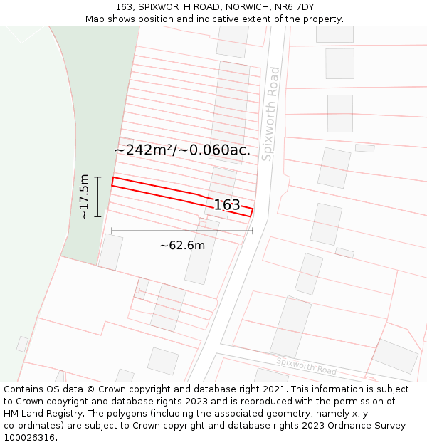 163, SPIXWORTH ROAD, NORWICH, NR6 7DY: Plot and title map