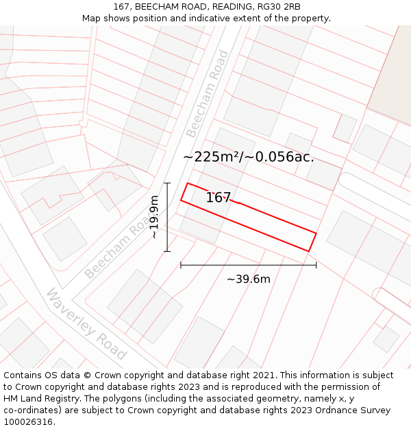 167, BEECHAM ROAD, READING, RG30 2RB: Plot and title map