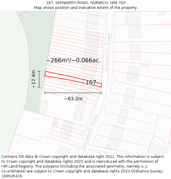 167, SPIXWORTH ROAD, NORWICH, NR6 7DY: Plot and title map