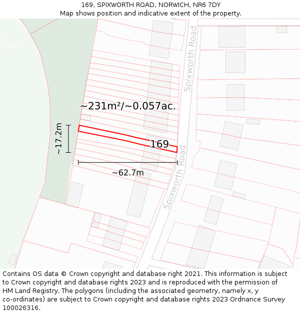 169, SPIXWORTH ROAD, NORWICH, NR6 7DY: Plot and title map