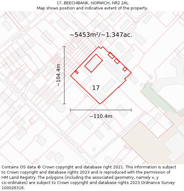 17, BEECHBANK, NORWICH, NR2 2AL: Plot and title map