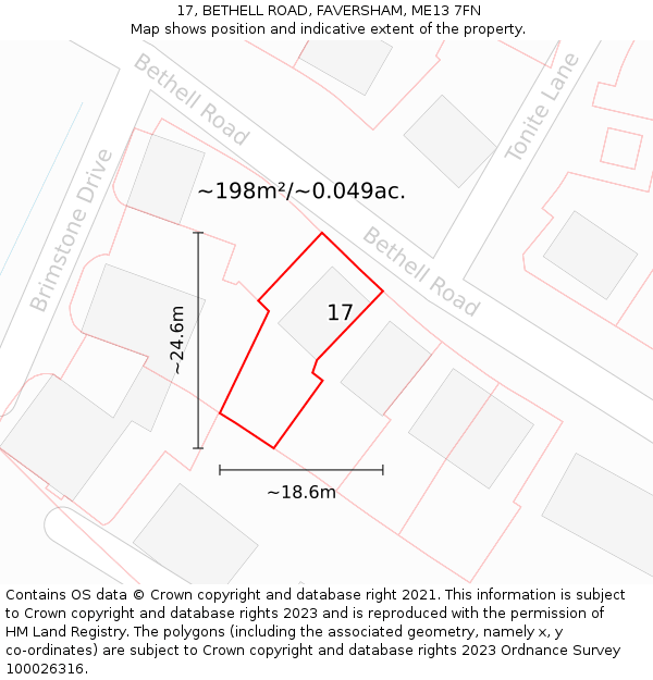 17, BETHELL ROAD, FAVERSHAM, ME13 7FN: Plot and title map