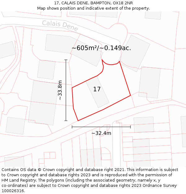 17, CALAIS DENE, BAMPTON, OX18 2NR: Plot and title map