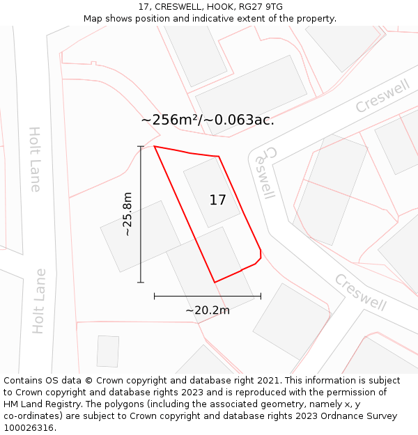 17, CRESWELL, HOOK, RG27 9TG: Plot and title map