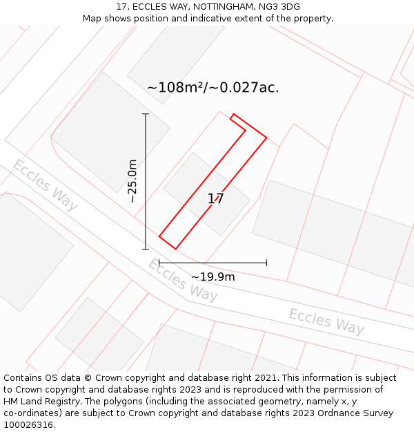 17, ECCLES WAY, NOTTINGHAM, NG3 3DG: Plot and title map