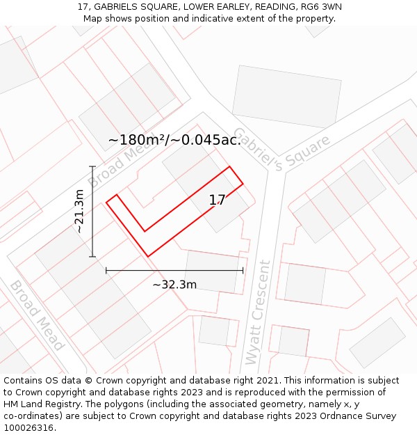 17, GABRIELS SQUARE, LOWER EARLEY, READING, RG6 3WN: Plot and title map