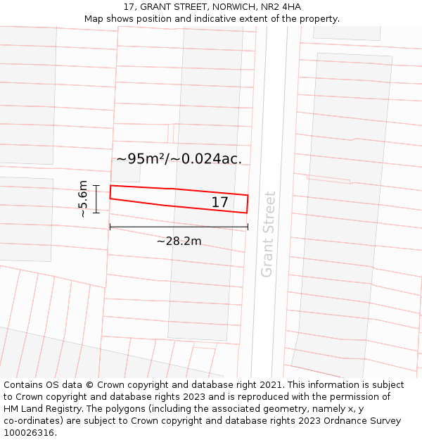 17, GRANT STREET, NORWICH, NR2 4HA: Plot and title map