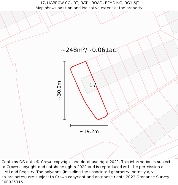 17, HARROW COURT, BATH ROAD, READING, RG1 6JF: Plot and title map