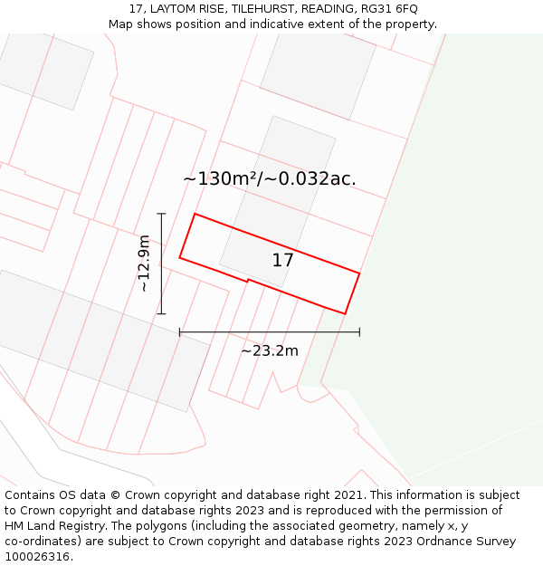 17, LAYTOM RISE, TILEHURST, READING, RG31 6FQ: Plot and title map