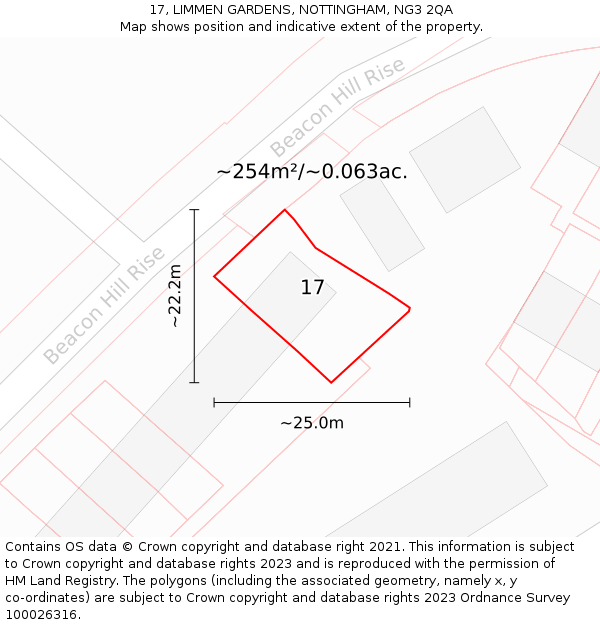 17, LIMMEN GARDENS, NOTTINGHAM, NG3 2QA: Plot and title map