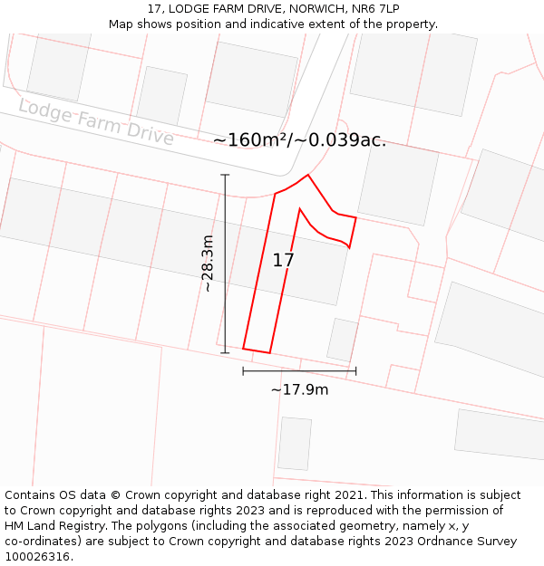 17, LODGE FARM DRIVE, NORWICH, NR6 7LP: Plot and title map