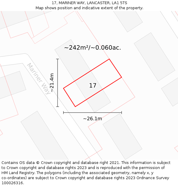 17, MARINER WAY, LANCASTER, LA1 5TS: Plot and title map