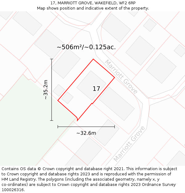 17, MARRIOTT GROVE, WAKEFIELD, WF2 6RP: Plot and title map