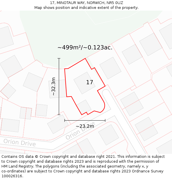 17, MINOTAUR WAY, NORWICH, NR5 0UZ: Plot and title map