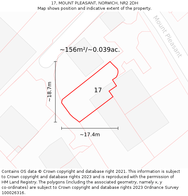 17, MOUNT PLEASANT, NORWICH, NR2 2DH: Plot and title map