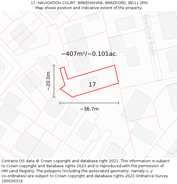17, NAVIGATION COURT, BIRKENSHAW, BRADFORD, BD11 2PN: Plot and title map