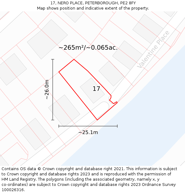17, NERO PLACE, PETERBOROUGH, PE2 8FY: Plot and title map
