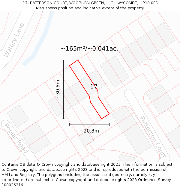 17, PATTERSON COURT, WOOBURN GREEN, HIGH WYCOMBE, HP10 0FD: Plot and title map