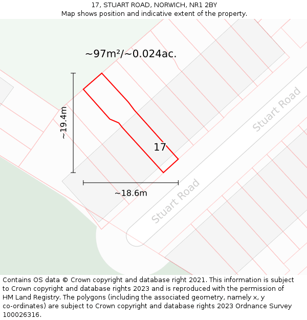 17, STUART ROAD, NORWICH, NR1 2BY: Plot and title map
