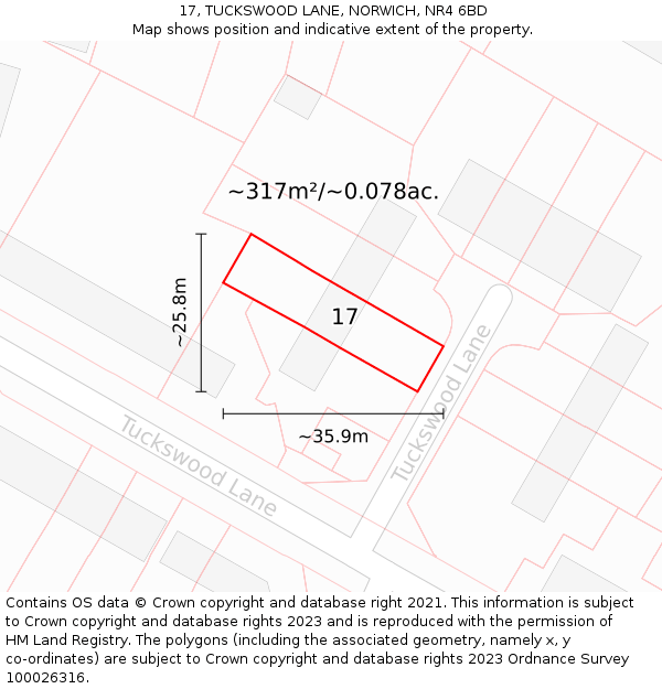 17, TUCKSWOOD LANE, NORWICH, NR4 6BD: Plot and title map