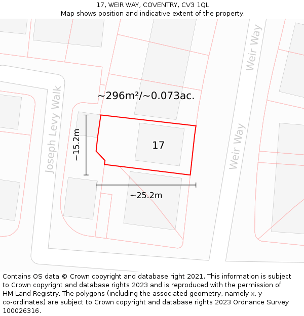 17, WEIR WAY, COVENTRY, CV3 1QL: Plot and title map