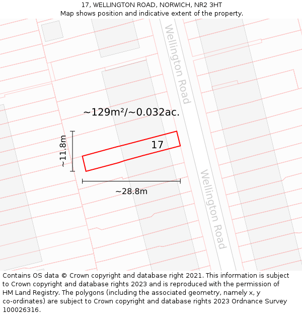 17, WELLINGTON ROAD, NORWICH, NR2 3HT: Plot and title map