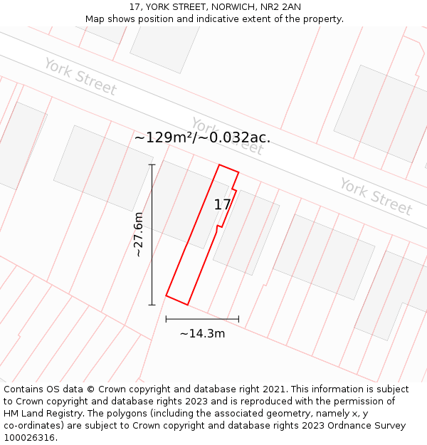 17, YORK STREET, NORWICH, NR2 2AN: Plot and title map