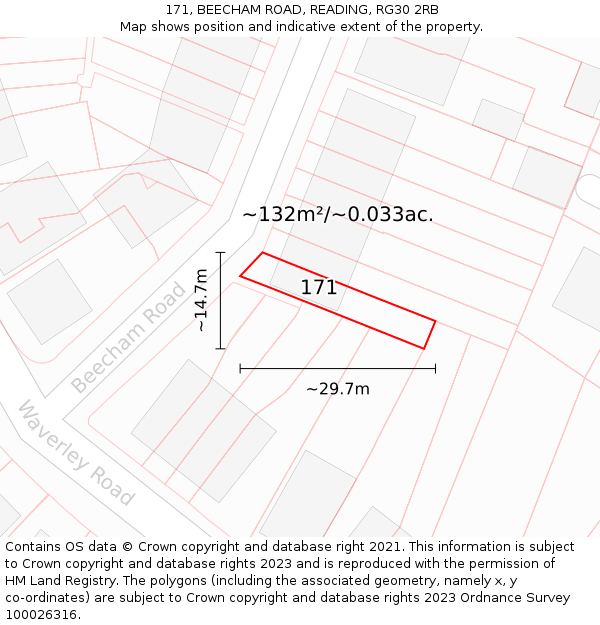171, BEECHAM ROAD, READING, RG30 2RB: Plot and title map