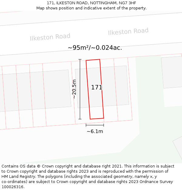 171, ILKESTON ROAD, NOTTINGHAM, NG7 3HF: Plot and title map