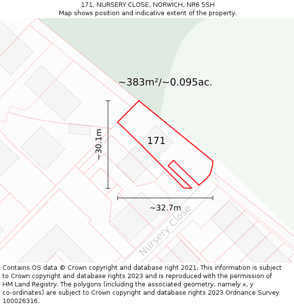 171, NURSERY CLOSE, NORWICH, NR6 5SH: Plot and title map