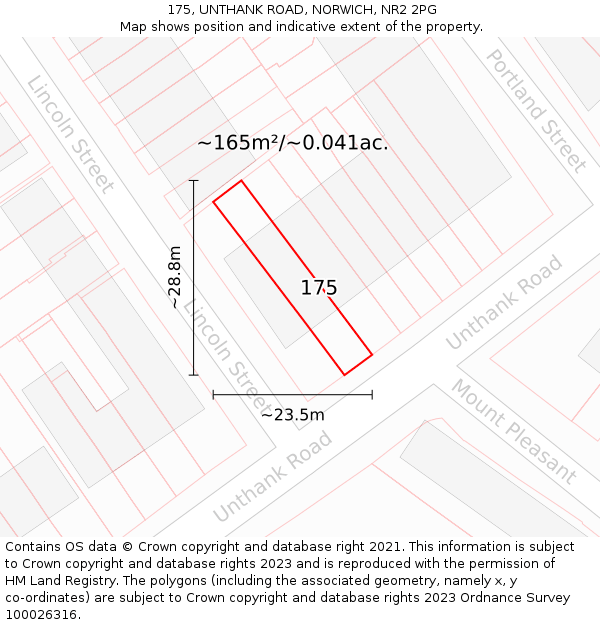 175, UNTHANK ROAD, NORWICH, NR2 2PG: Plot and title map
