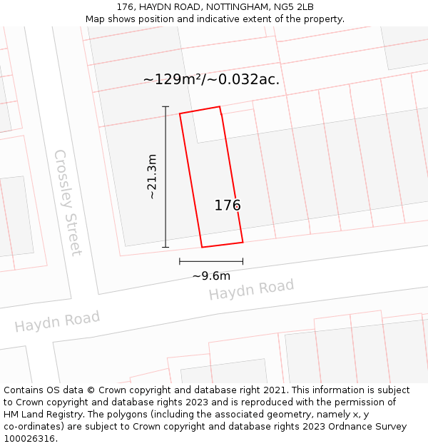 176, HAYDN ROAD, NOTTINGHAM, NG5 2LB: Plot and title map