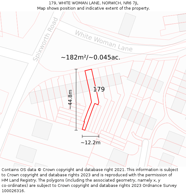 179, WHITE WOMAN LANE, NORWICH, NR6 7JL: Plot and title map
