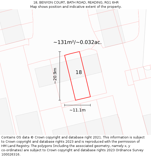 18, BENYON COURT, BATH ROAD, READING, RG1 6HR: Plot and title map