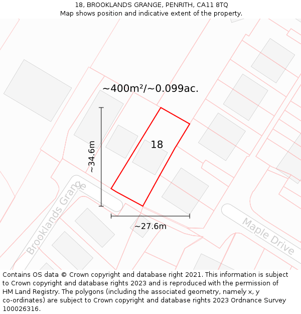 18, BROOKLANDS GRANGE, PENRITH, CA11 8TQ: Plot and title map