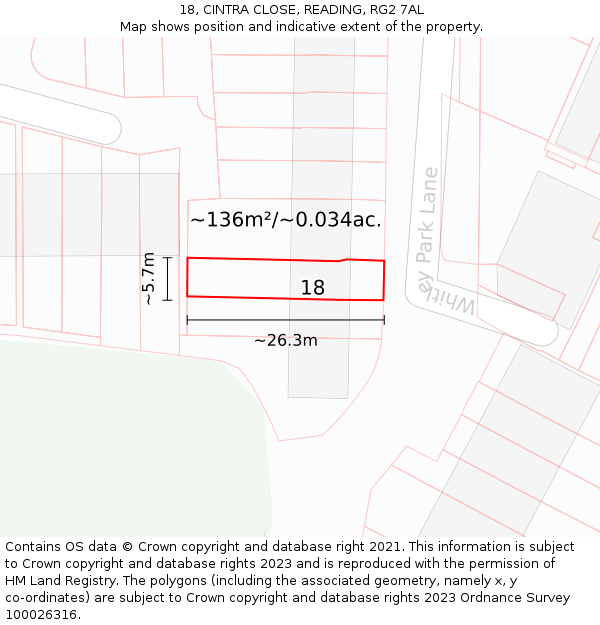 18, CINTRA CLOSE, READING, RG2 7AL: Plot and title map