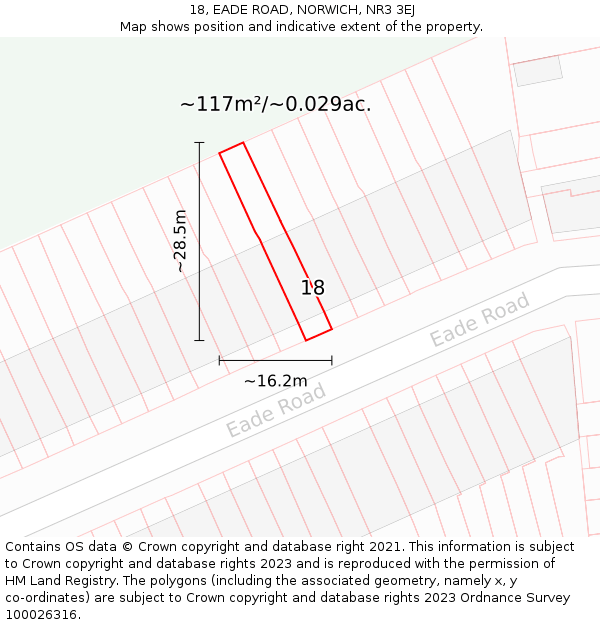 18, EADE ROAD, NORWICH, NR3 3EJ: Plot and title map