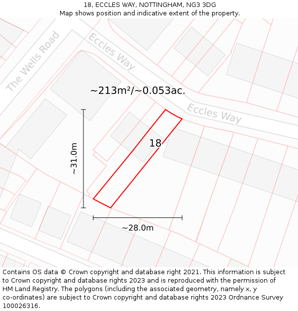 18, ECCLES WAY, NOTTINGHAM, NG3 3DG: Plot and title map