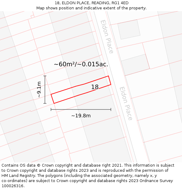 18, ELDON PLACE, READING, RG1 4ED: Plot and title map