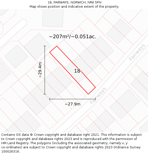 18, FAIRWAYS, NORWICH, NR6 5PN: Plot and title map