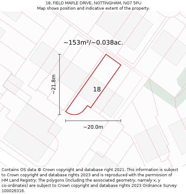 18, FIELD MAPLE DRIVE, NOTTINGHAM, NG7 5PU: Plot and title map