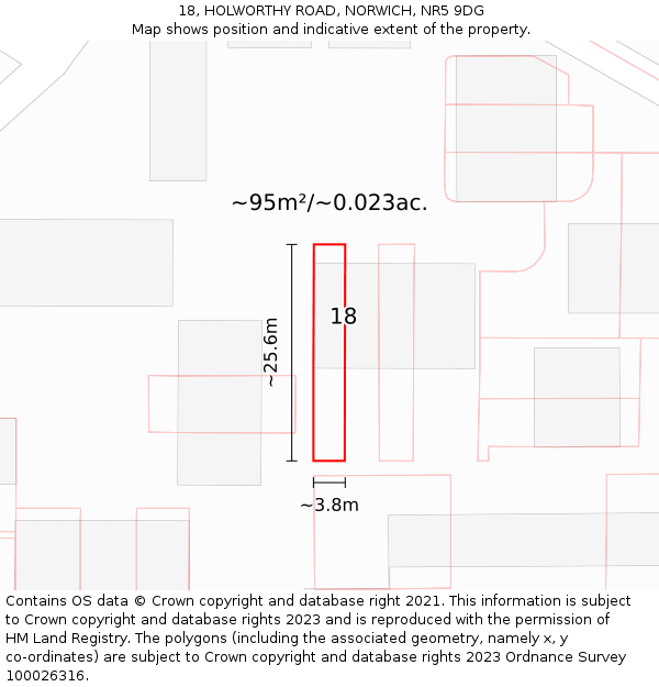 18, HOLWORTHY ROAD, NORWICH, NR5 9DG: Plot and title map