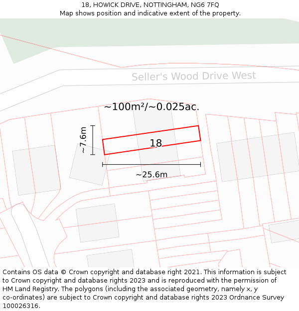 18, HOWICK DRIVE, NOTTINGHAM, NG6 7FQ: Plot and title map