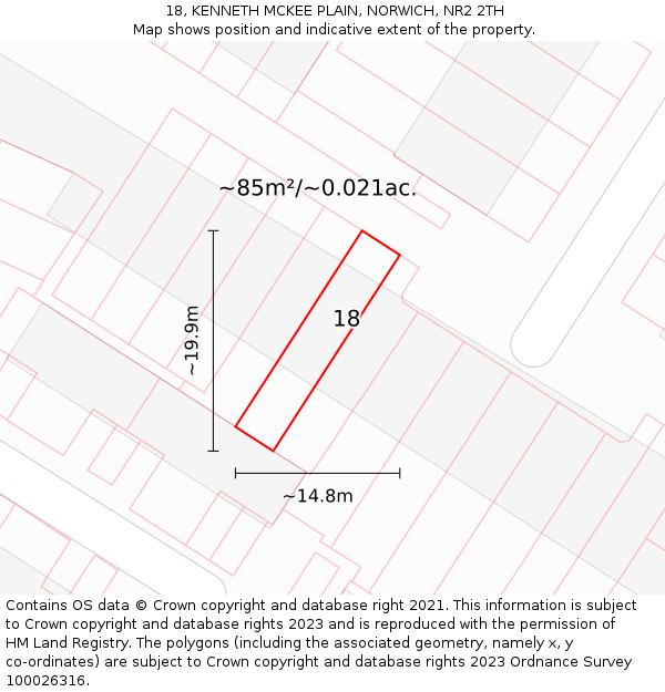 18, KENNETH MCKEE PLAIN, NORWICH, NR2 2TH: Plot and title map