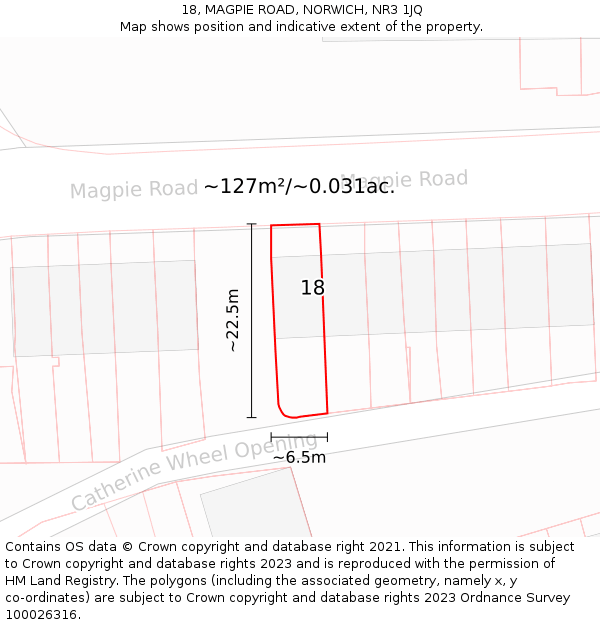 18, MAGPIE ROAD, NORWICH, NR3 1JQ: Plot and title map