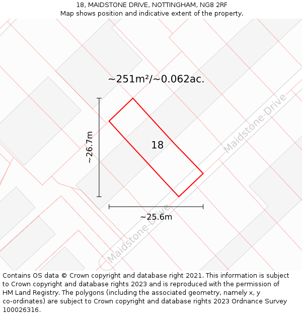 18, MAIDSTONE DRIVE, NOTTINGHAM, NG8 2RF: Plot and title map