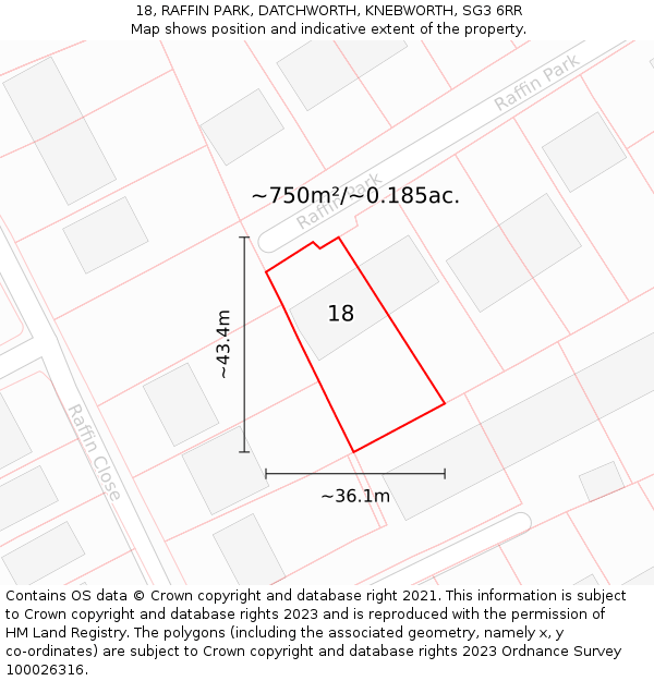 18, RAFFIN PARK, DATCHWORTH, KNEBWORTH, SG3 6RR: Plot and title map